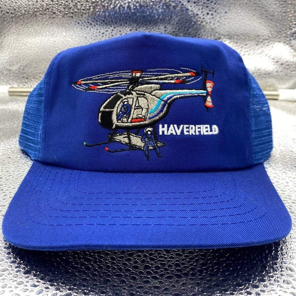 VTG Sportcap Trucker Hat Mens OS Blue Haverfield Helicopter Embroidered Snapback